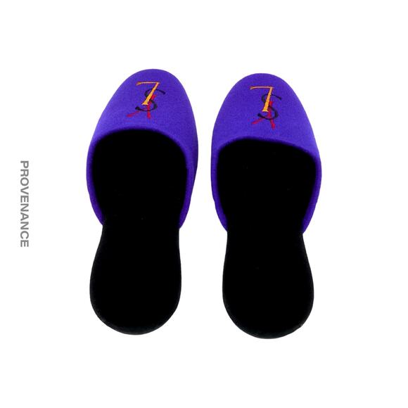 🔴 Yves Saint Laurent YSL Velour Logo Slipper - Purple - Picture 4 of 5